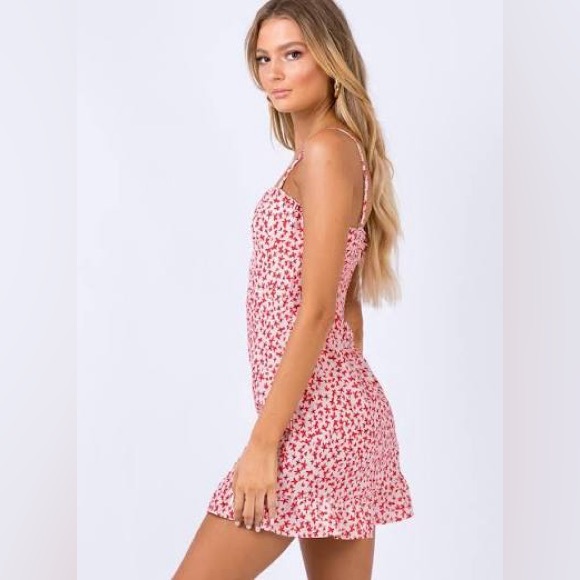 Princess Polly Red and White Floral Dress - Picture 1 of 4